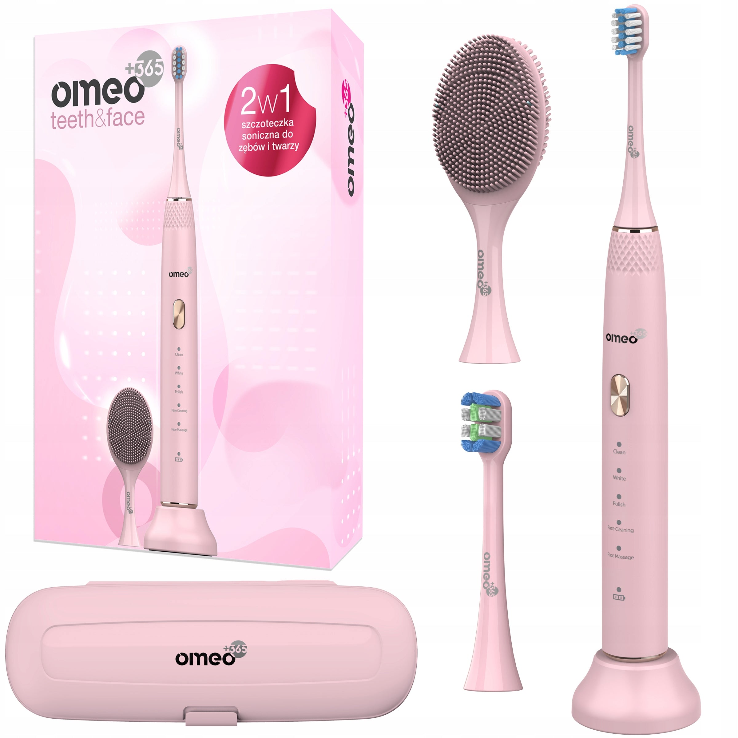 OMEO +365 Teeth&Face Pink Sonic electric toothbrush