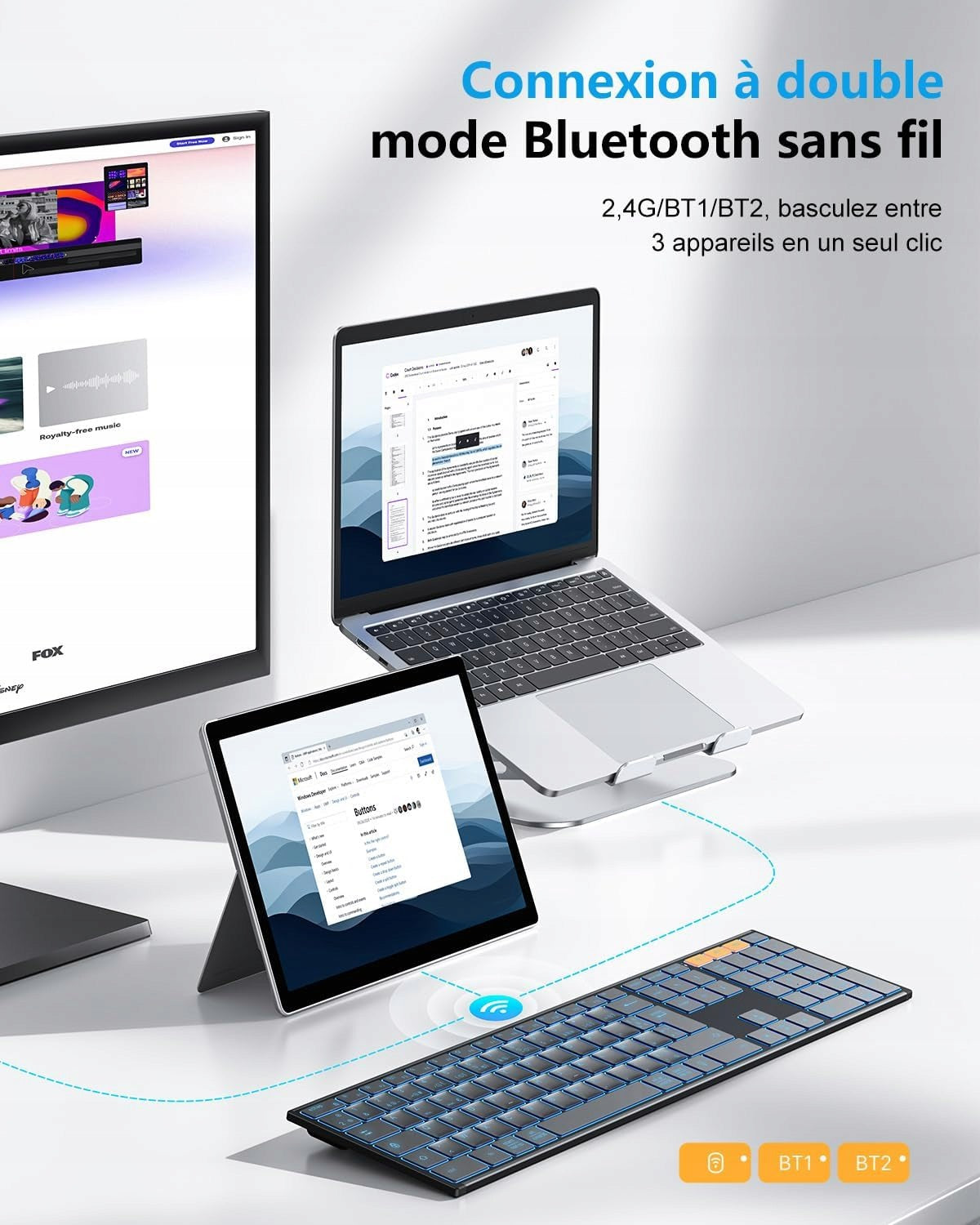 OMOTON AZERTY Metal Backlit Wireless Bluetooth Keyboard Manufacturer code WK003