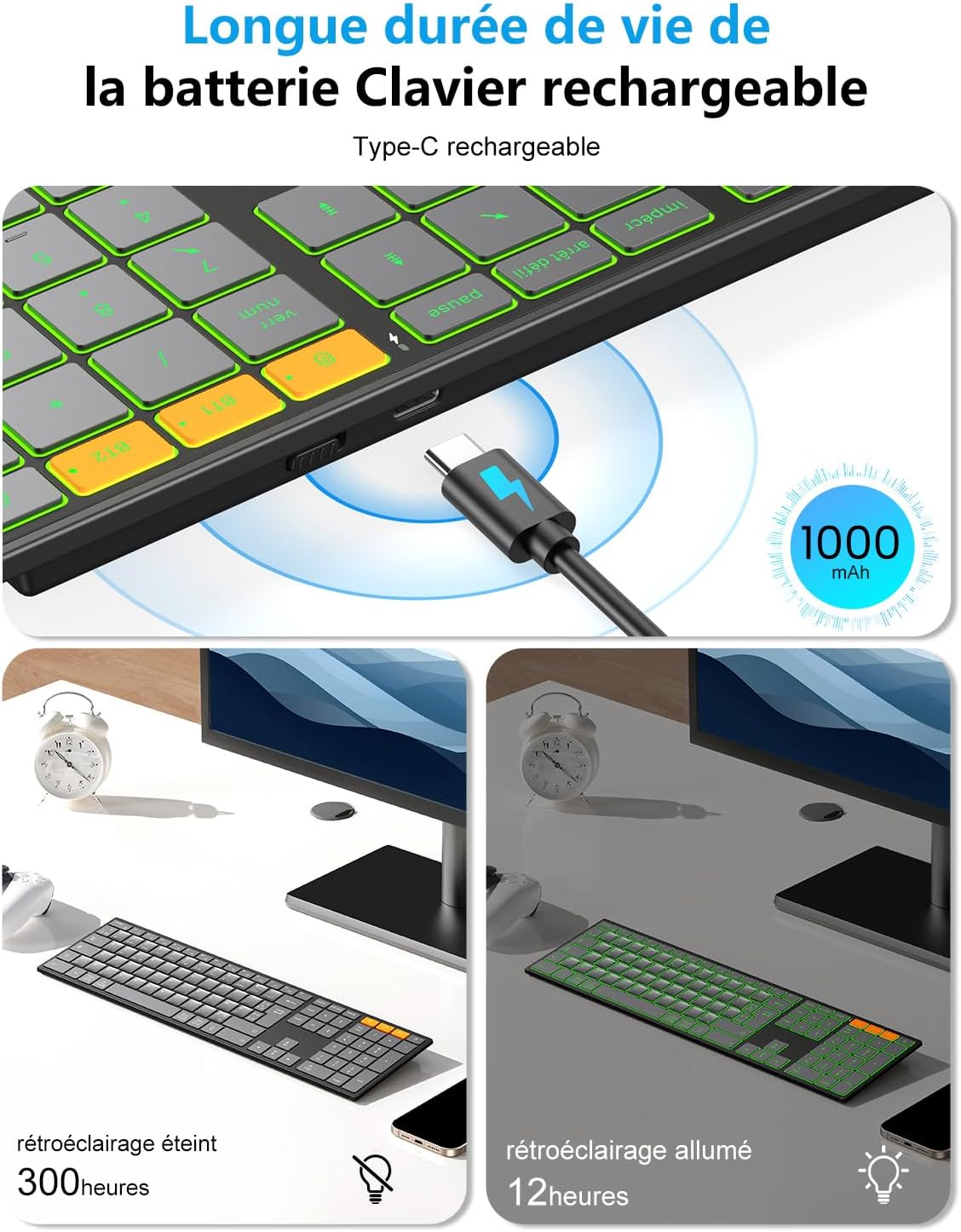 OMOTON AZERTY Metal Backlit Wireless Bluetooth Keyboard Packaging status original