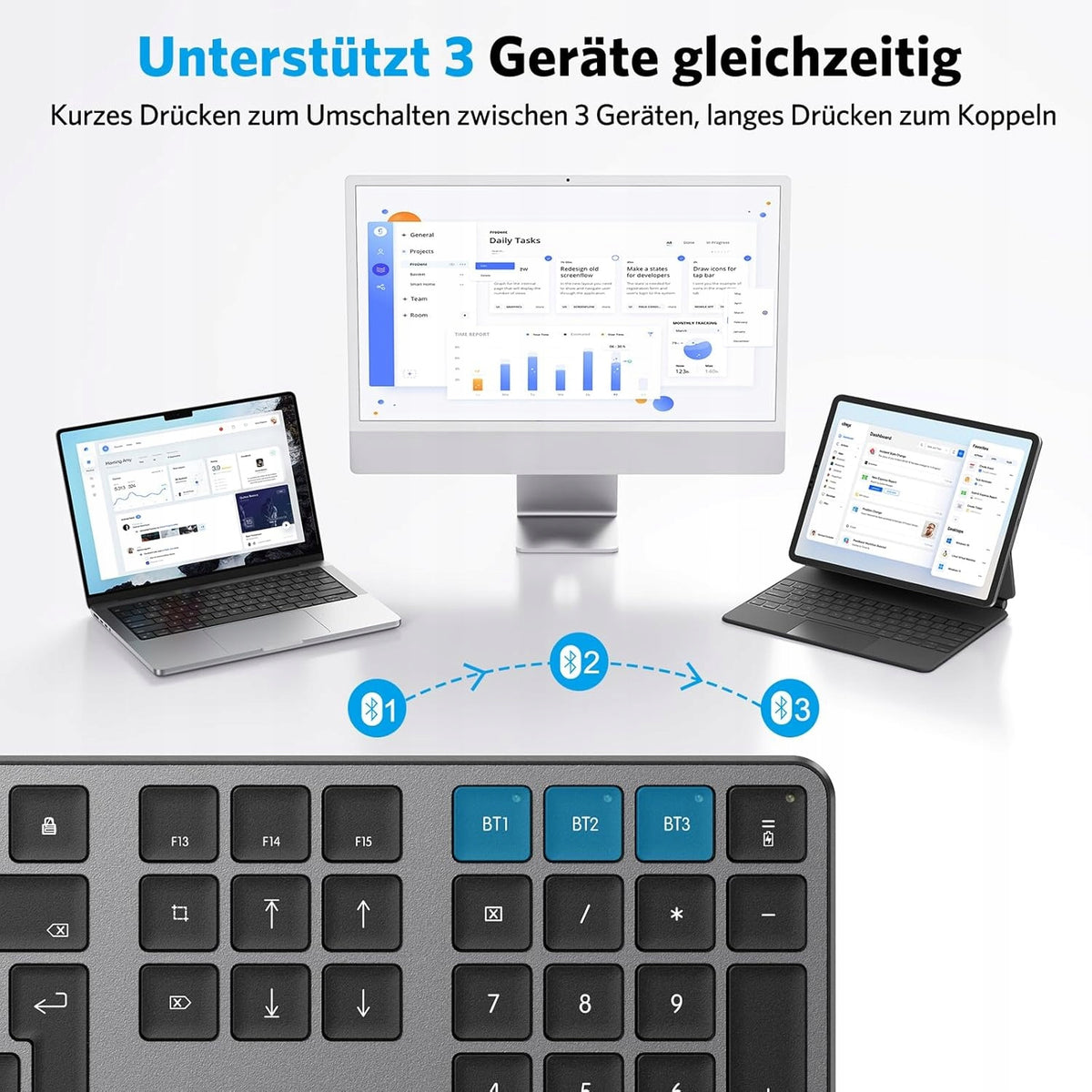 OMOTON KB515 Wireless Keyboard for Apple MacBook QWERTZ grey Manufacturer code KB515