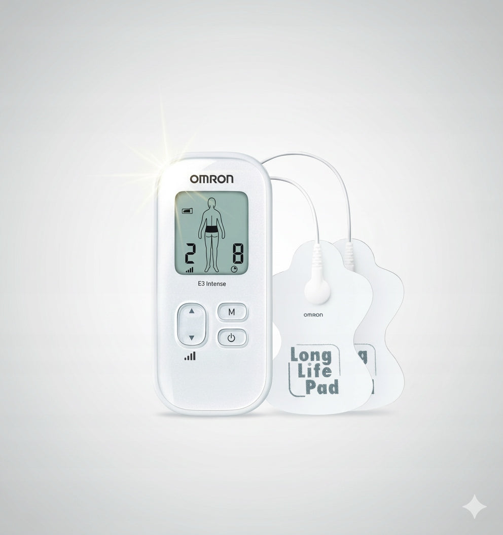 OMRON E3 Intense electrostimulator 6 programs permanent electrodes + magnesium Packaging status original