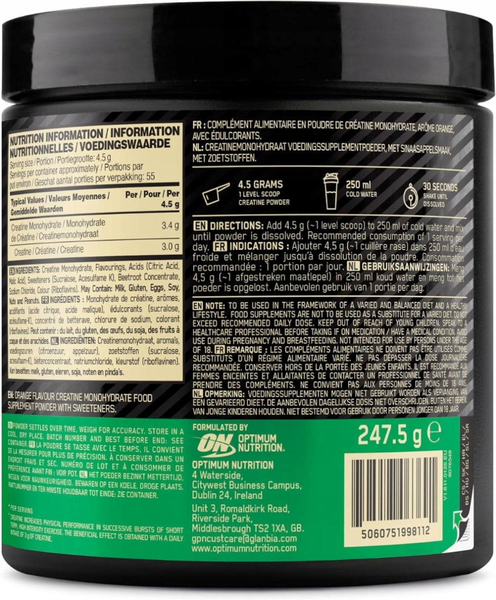 ON Creatine Monohydrate OPTIMUM NUTRITION Micronized Neutral Weight 247,5g Expiration date not specified