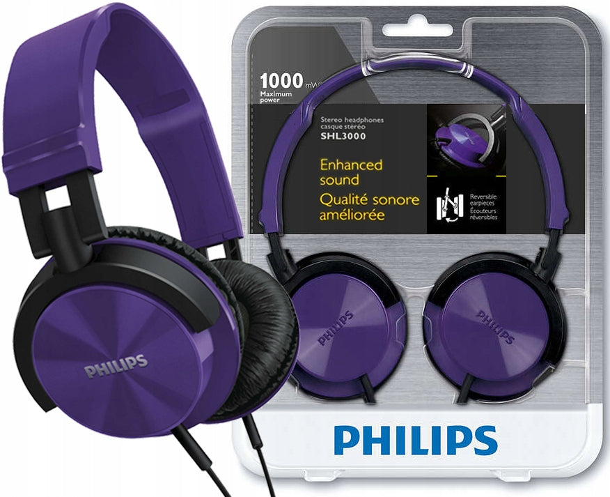 ON-EAR HEADPHONES PHILIPS SHL3000 PURPLE