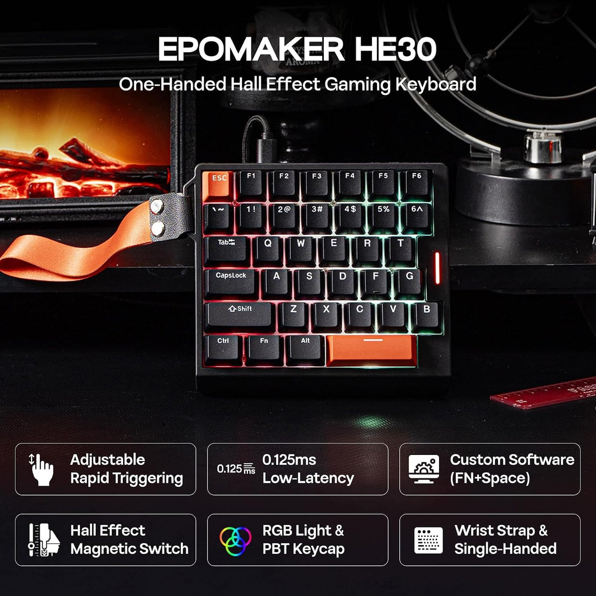 ONE-HANDED KEYBOARD 30% HALL EFFECT 8KHZ RGB PROGRAMMABLE Manufacturer Epomaker