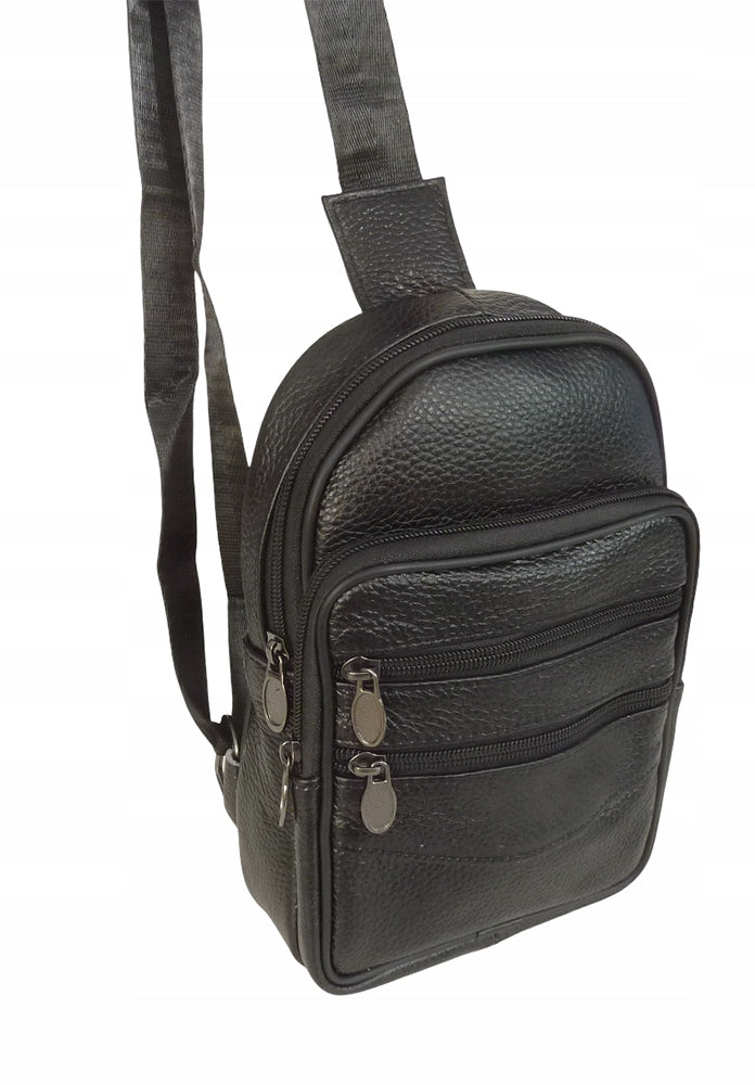 ONE SHOULDER BACKPACK LEATHER MEN'S CROSSBODY with pocket brown QUALITY Brand no brand