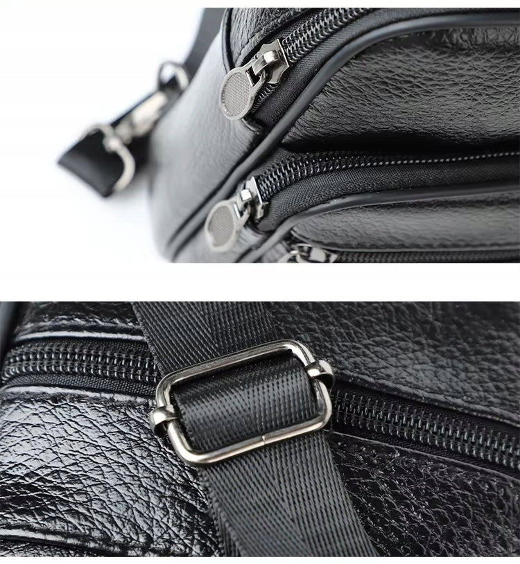 ONE SHOULDER BACKPACK LEATHER MEN'S CROSSBODY with pocket brown QUALITY EAN (GTIN) 5906892933745