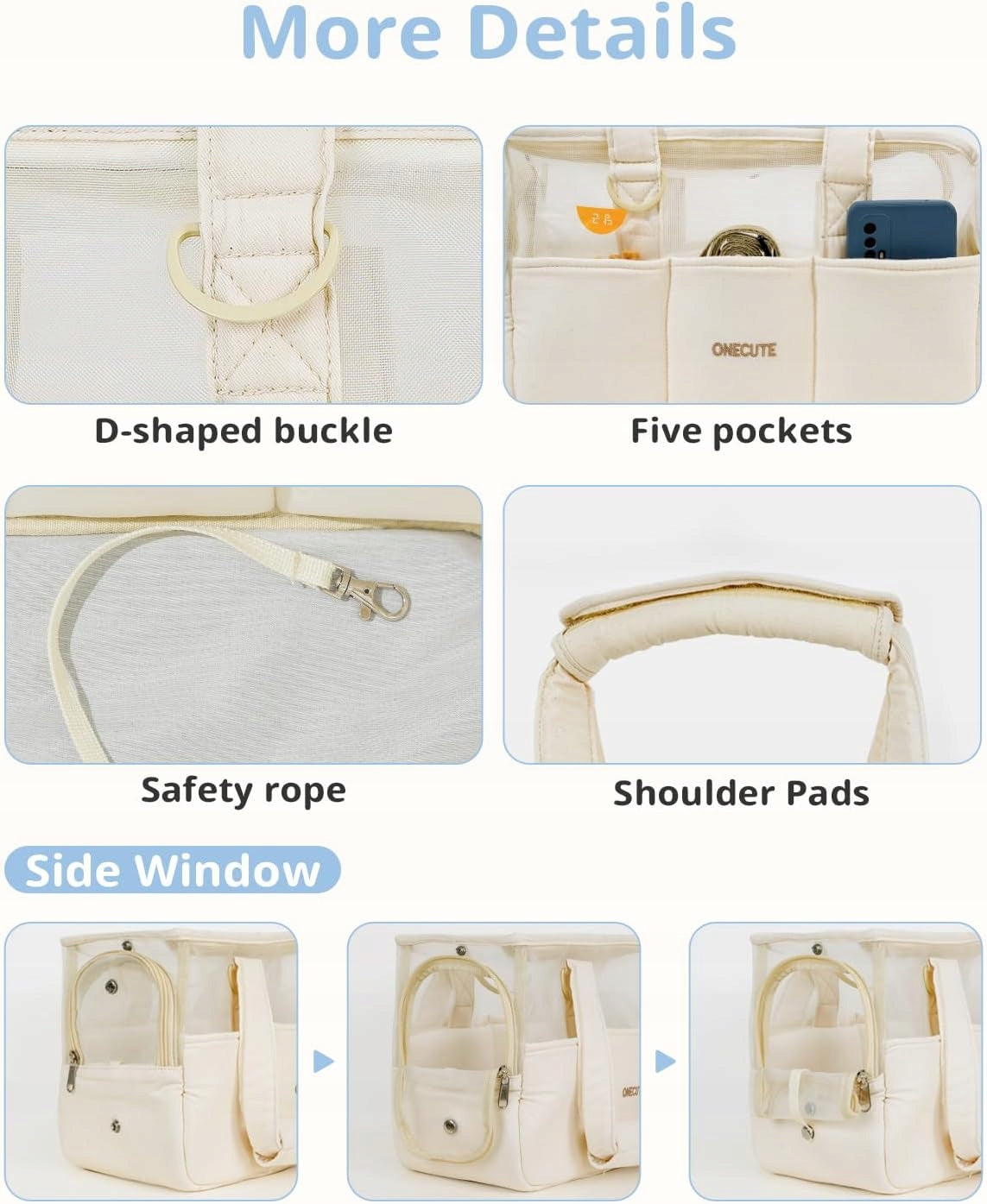 ONECUTE Summer Breathable Bag Soft Cat Dog Carrier FOLDING Color beige
