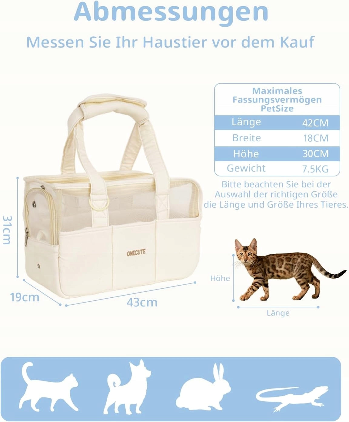 ONECUTE Summer Breathable Bag Soft Cat Dog Carrier FOLDING Manufacturer code C01-S-MeshWhite-DE