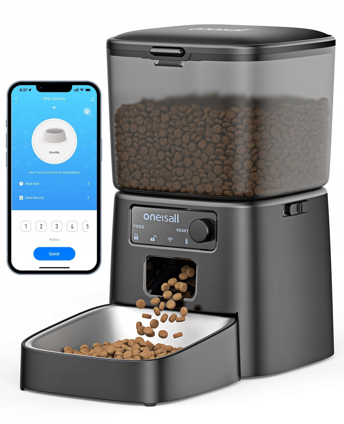 ONEISALL Automatic Food Feeder 3,5L WiFi Application Cat Dog