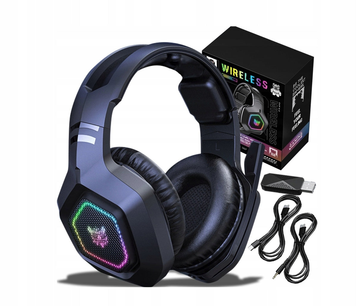 ONIKUMA B100 WIRELESS ON-EAR GAMING HEADPHONES BT 5.3 RGB 2.4 GHZ