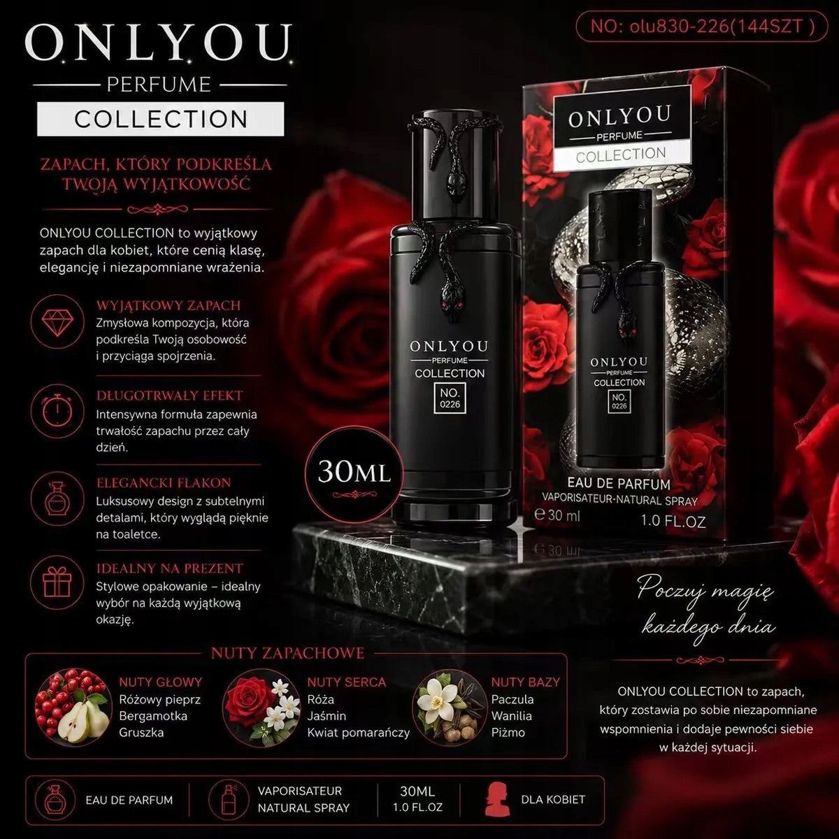 ONLYOU No. 8226 PERFUME EDP 30 ml - EAU DE PARFUM FOR WOMEN Black Snake Packaging status original