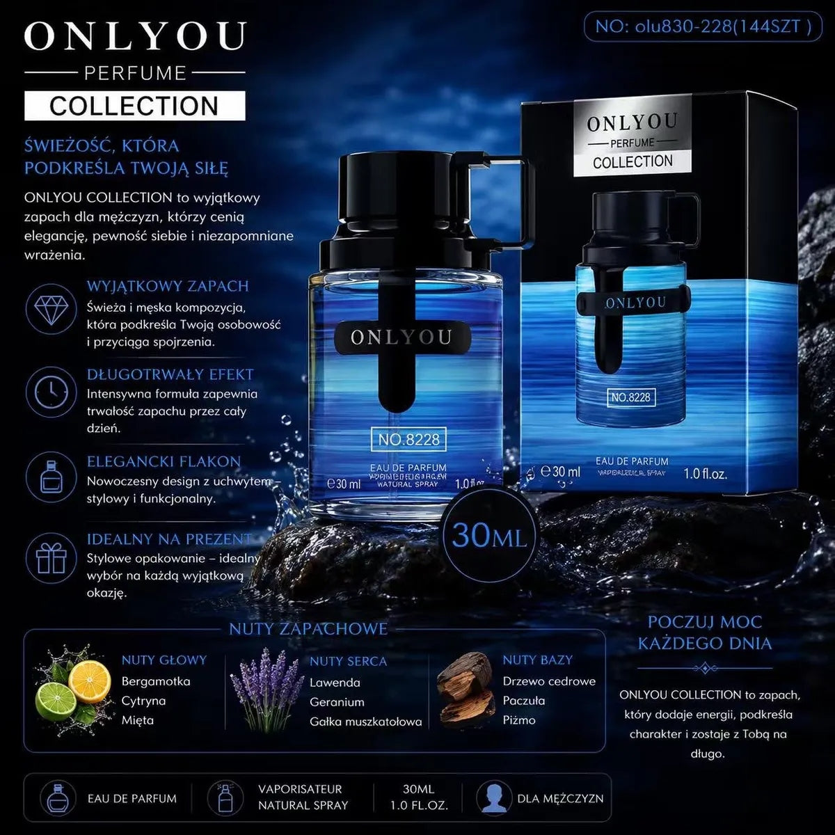 ONLYOU No. 8228 PERFUME EDP 30 ml - MEN'S EAU DE PARFUM Packaging status original