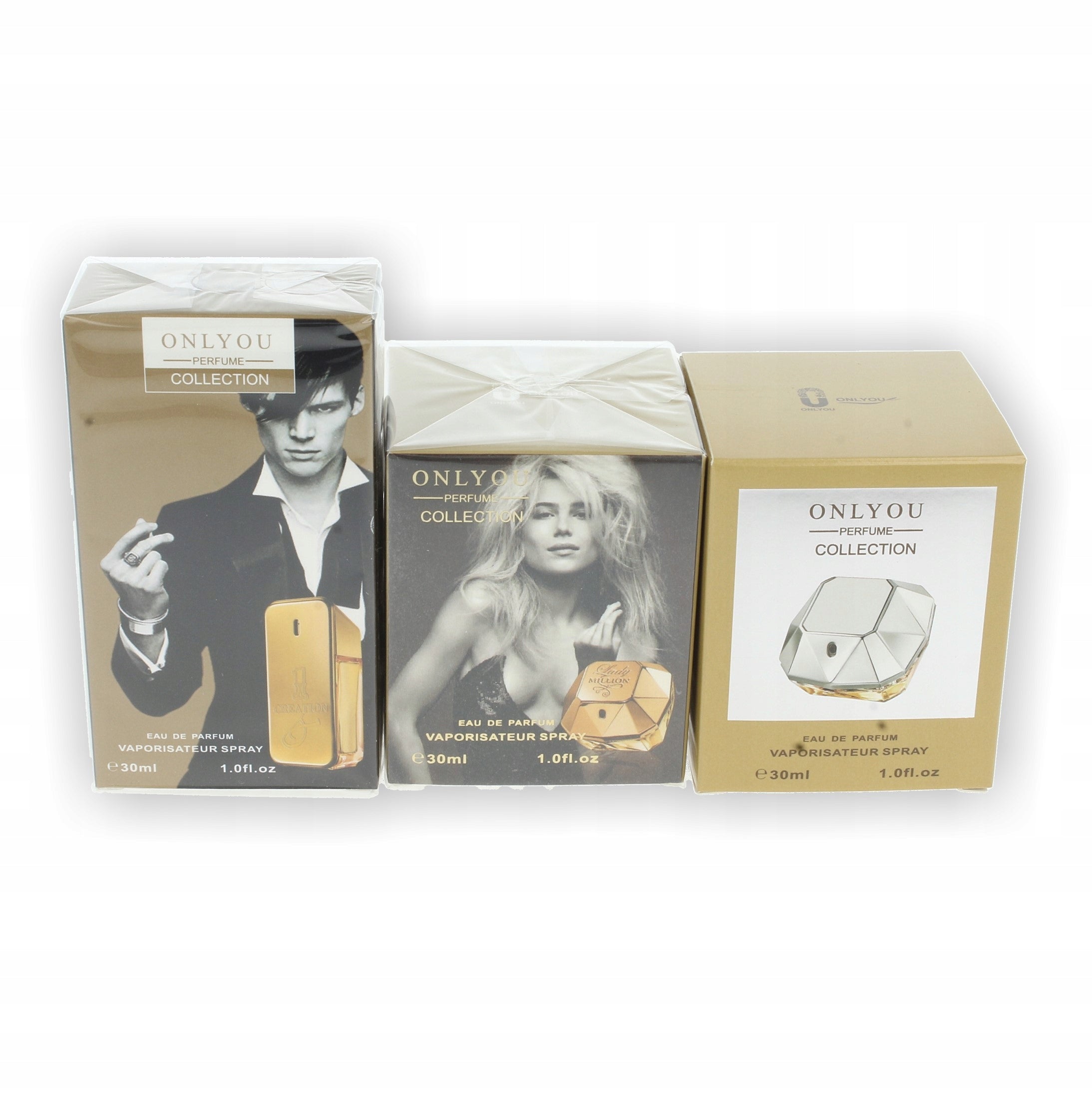 ONLYOU PERFUME EDP 30 ml SET OF 3PCS - EAU DE PARFUM O.N.E M.I.L.I.O.N Packaging status original