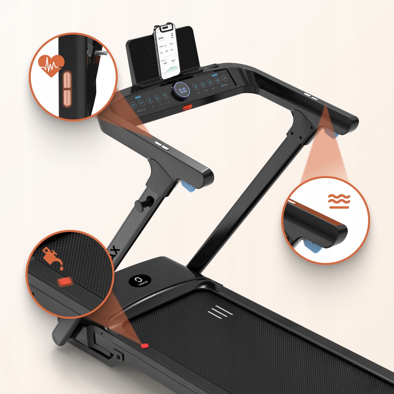 ONMAX Electric treadmill folding FLOW auto lifting app PL Manufacturer code BD-FW
