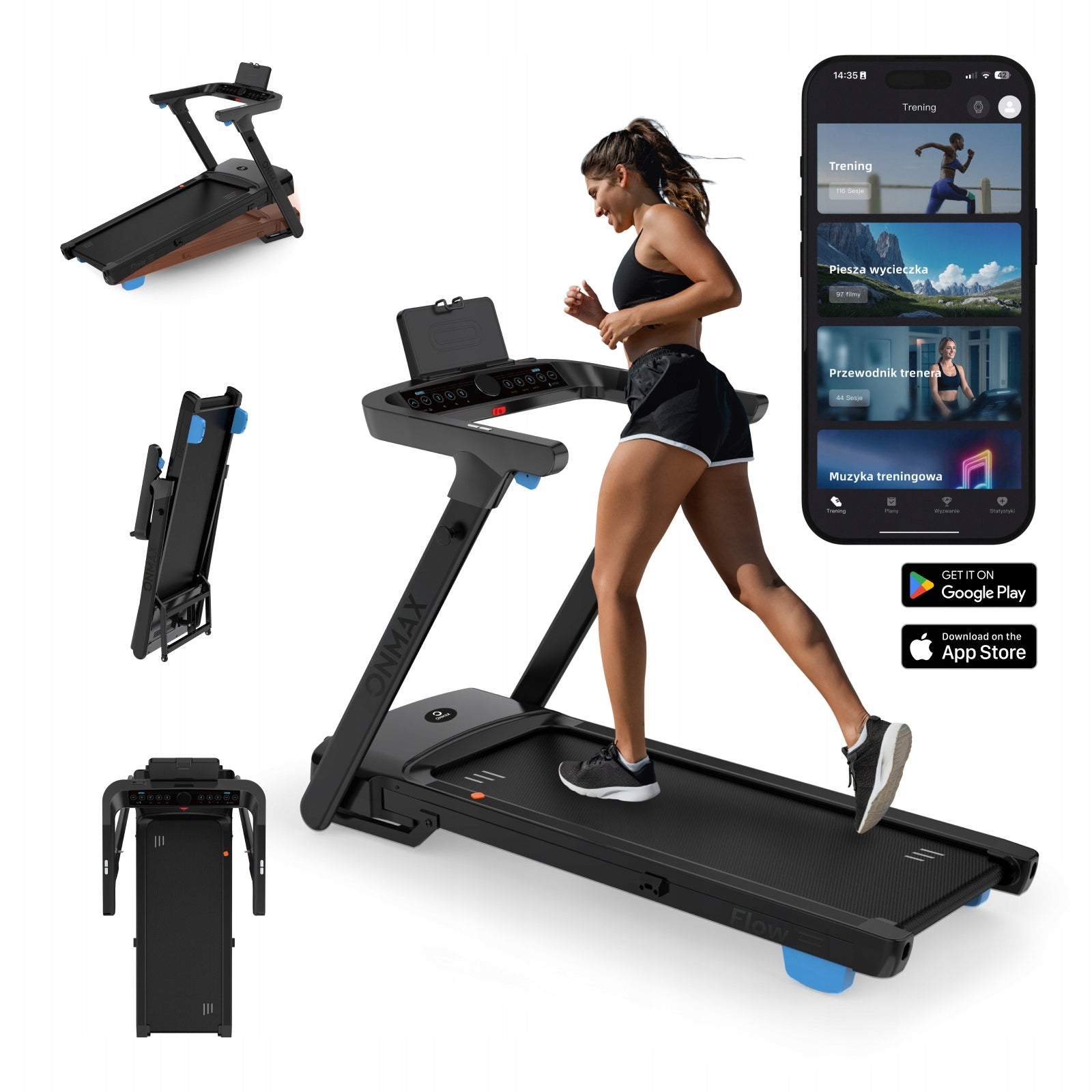 ONMAX Electric treadmill folding FLOW auto lifting app PL