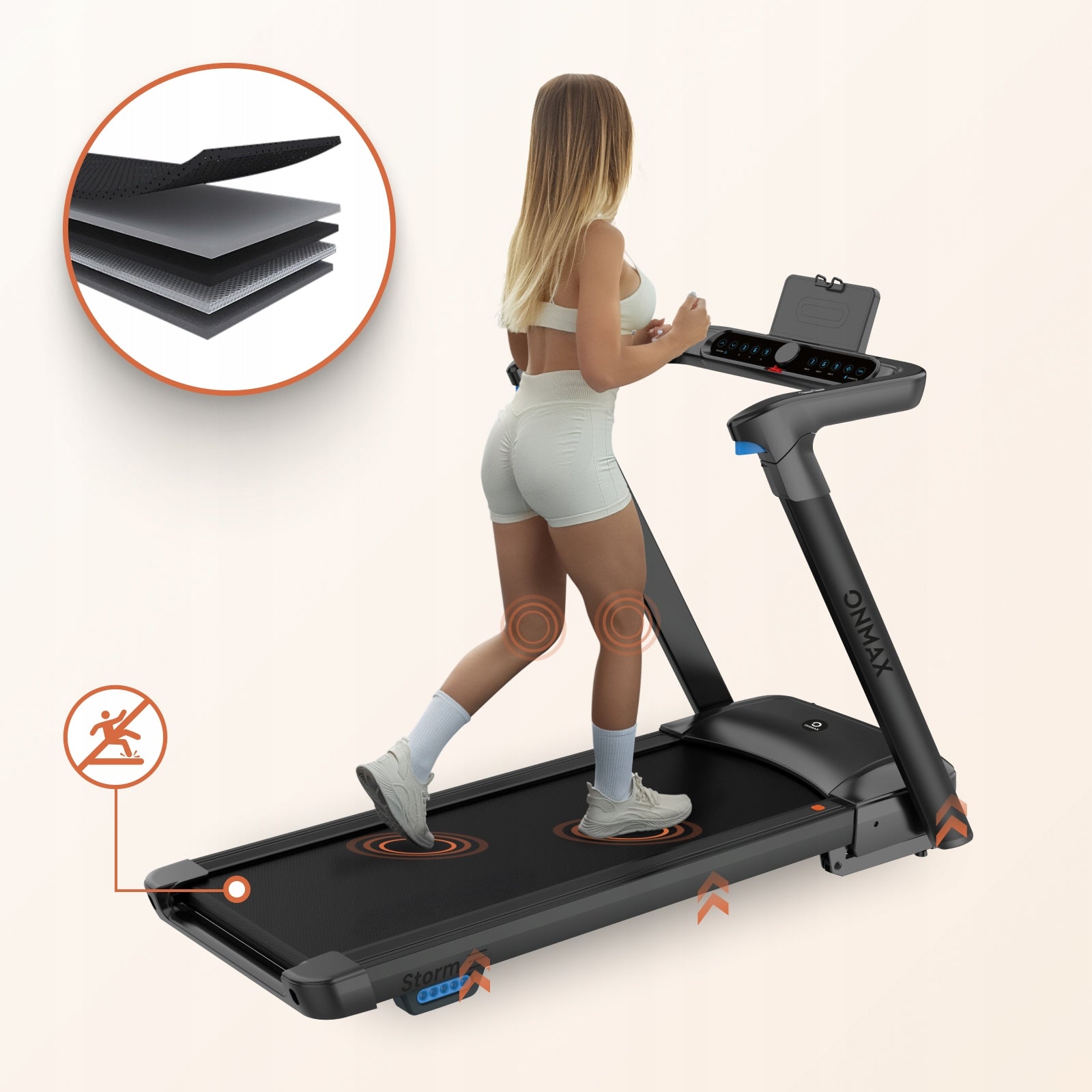 ONMAX Home electric treadmill STORM auto lift application PL, foldable Packaging status original