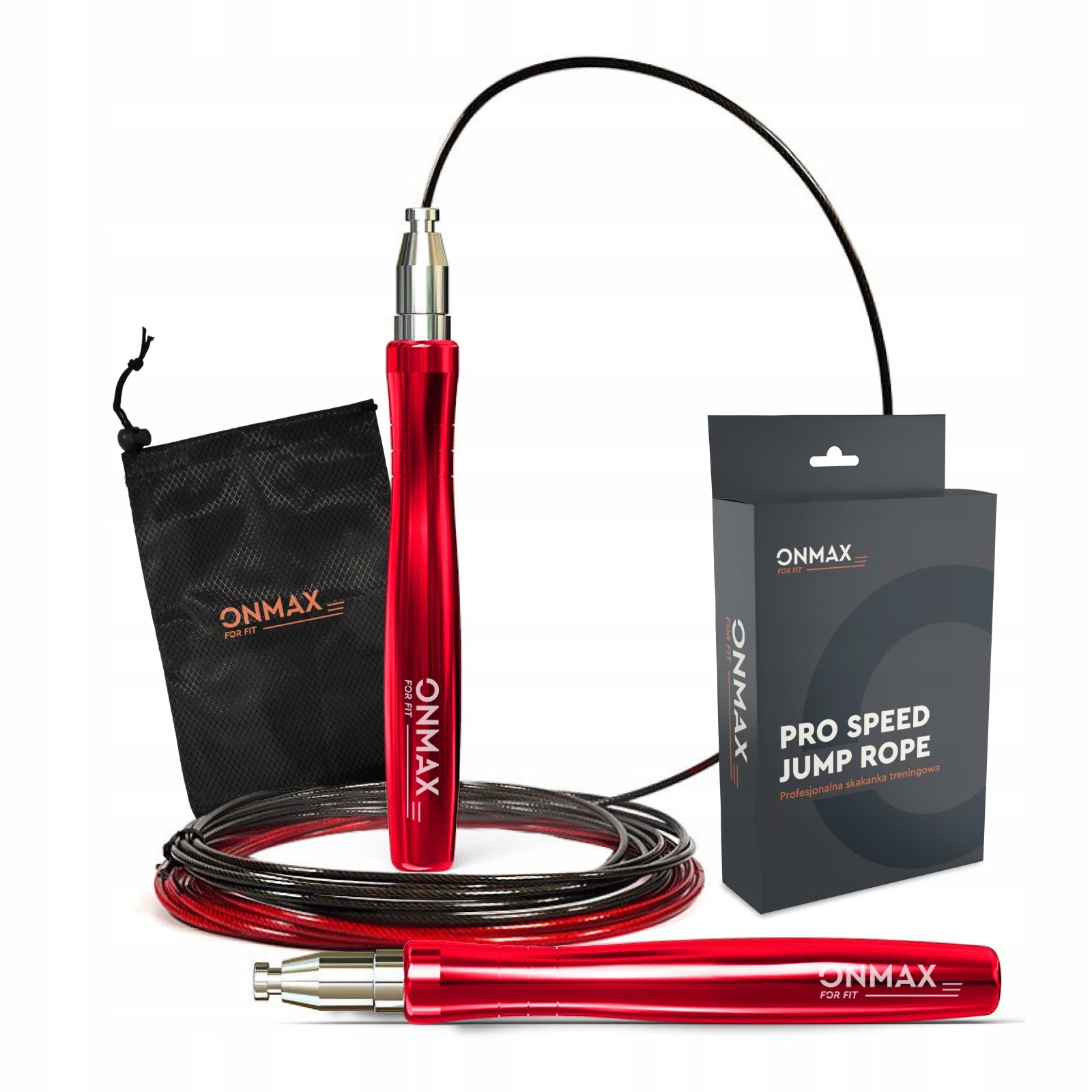 ONMAX Professional training jump rope PRO2 red 2 interchangeable links