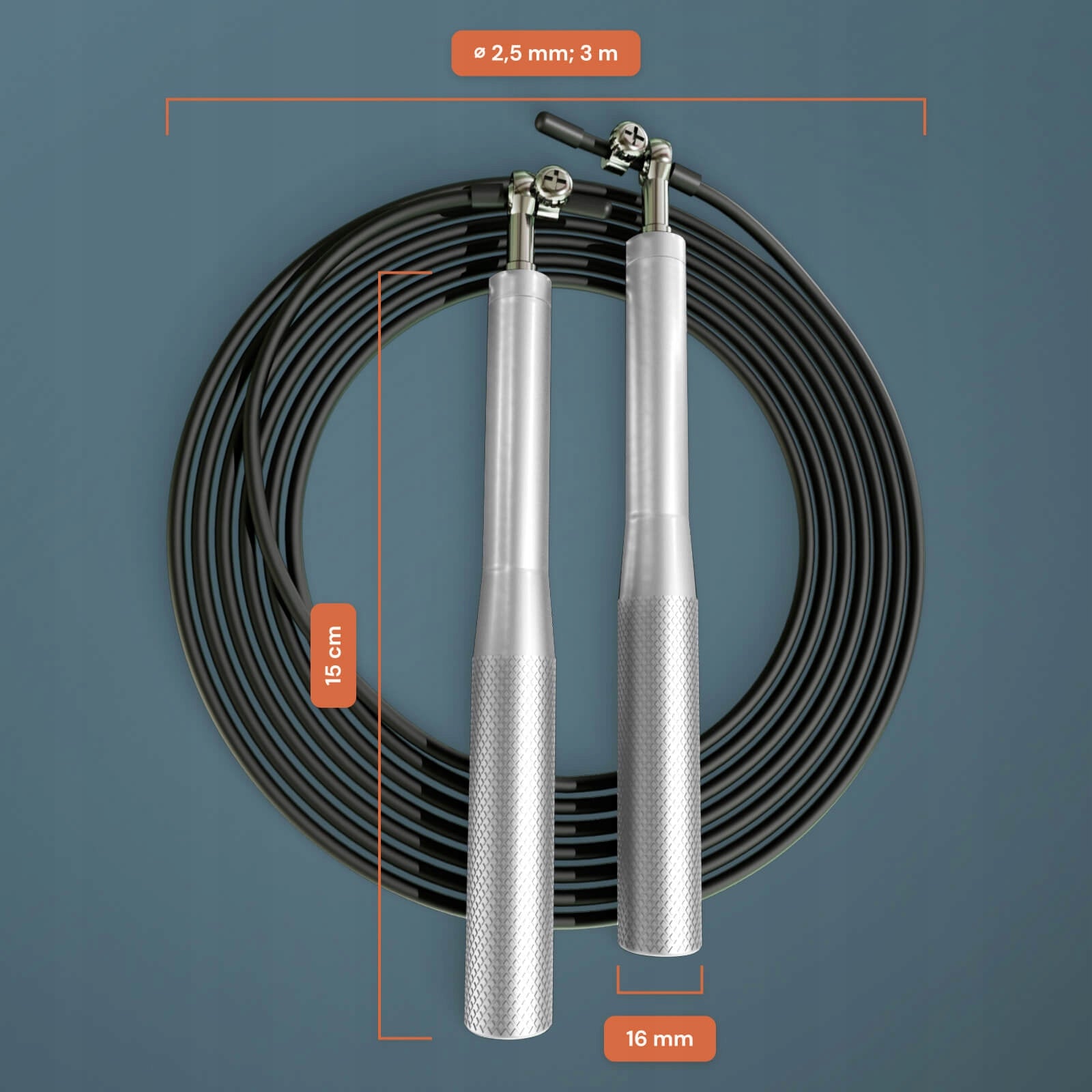 ONMAX Professional training jump rope PRO3 silver Manufacturer code PRO3_SREBRNA