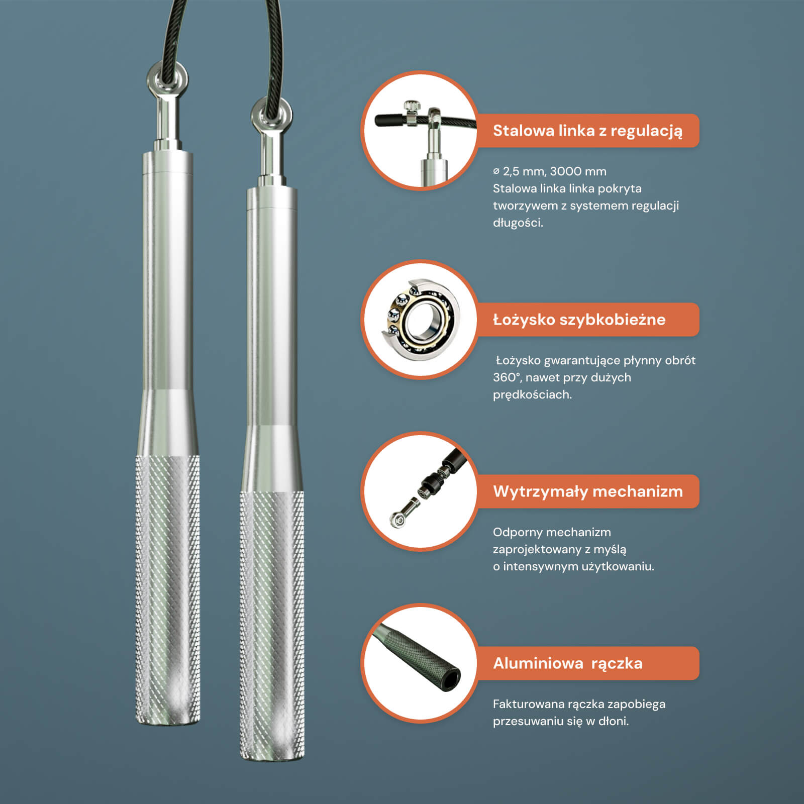 ONMAX Professional training jump rope PRO3 silver Packaging status original