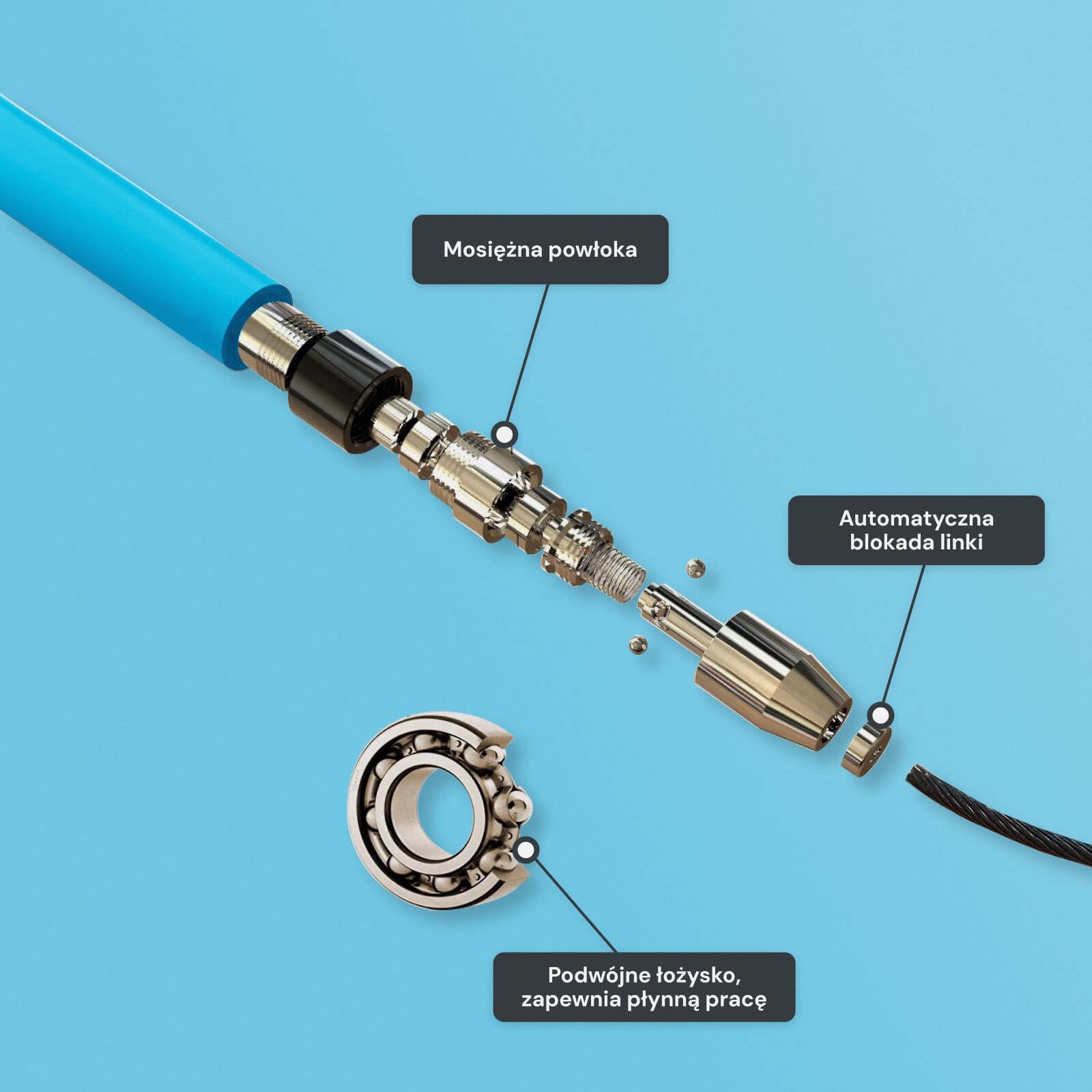 ONMAX Professional training jump rope PRO4 blue 2 links 2 and 3 mm Manufacturer code PRO4_NIEBIESKA