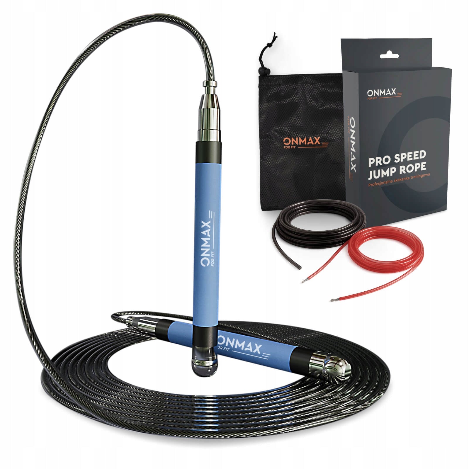 ONMAX Professional training jump rope PRO4 blue 2 links 2 and 3 mm