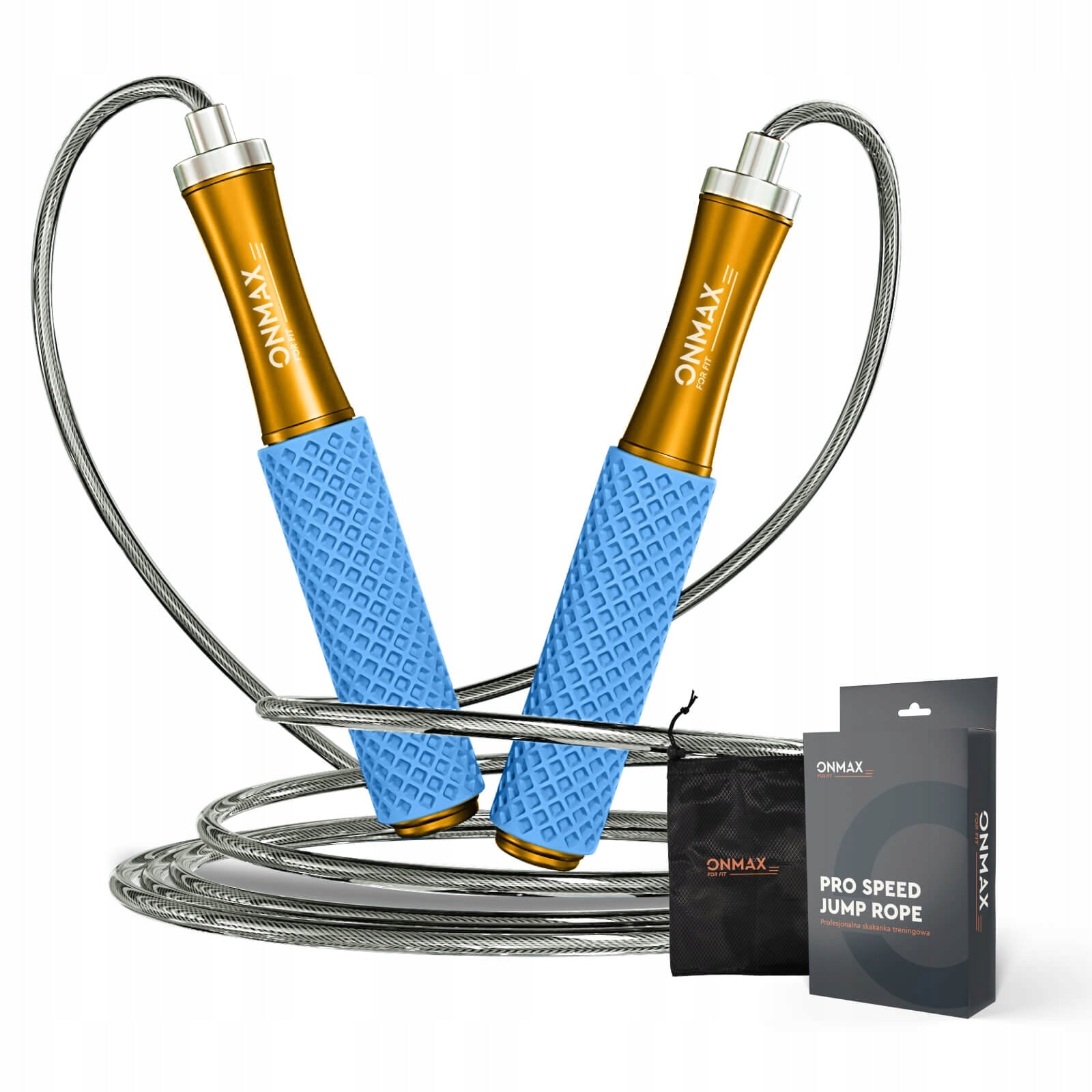 ONMAX Professional training jump rope PRO5 ST blue - steel rope