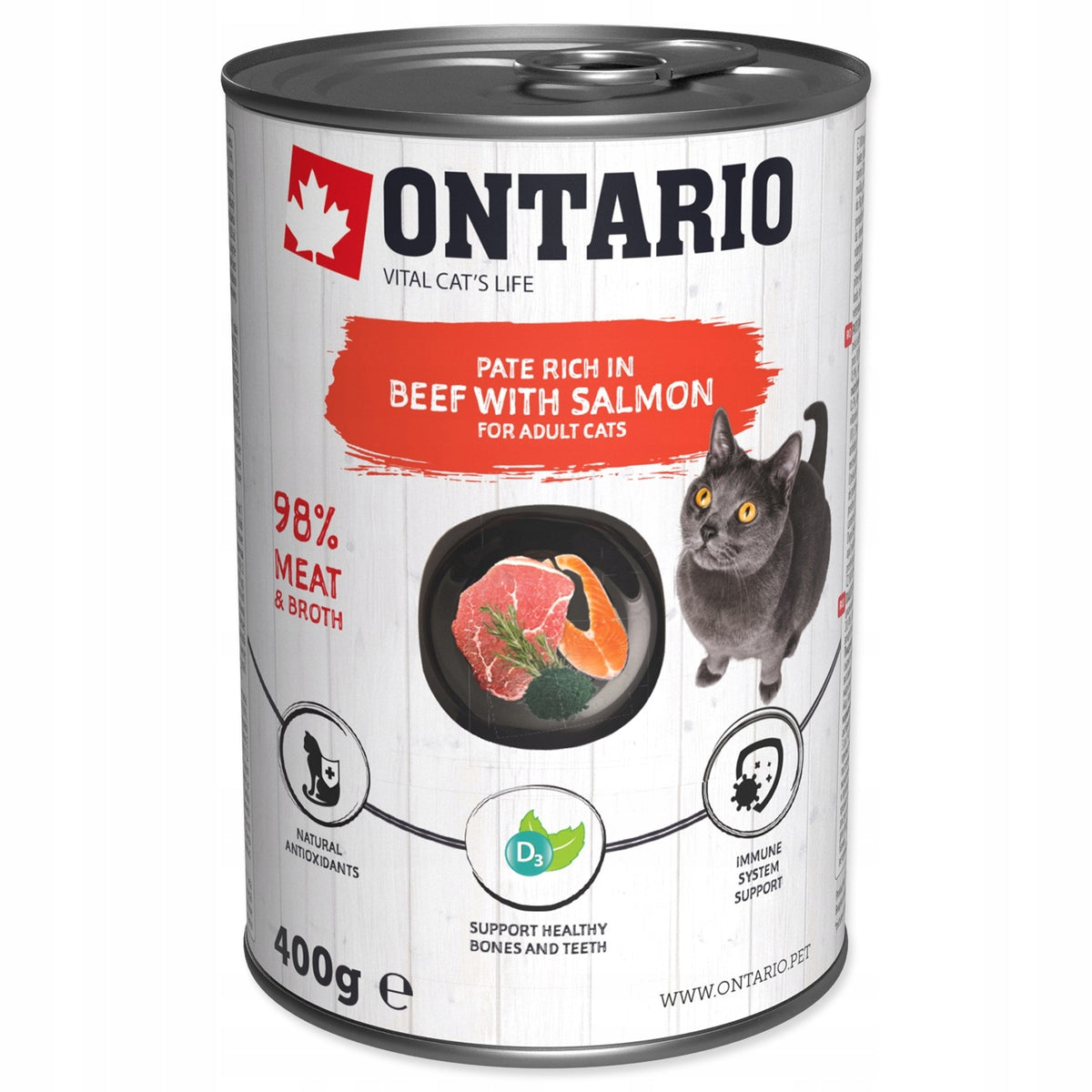 ONTARIO BEEF WITH SALMON WET CAT FOOD BEEF SALMON PATE 400g
