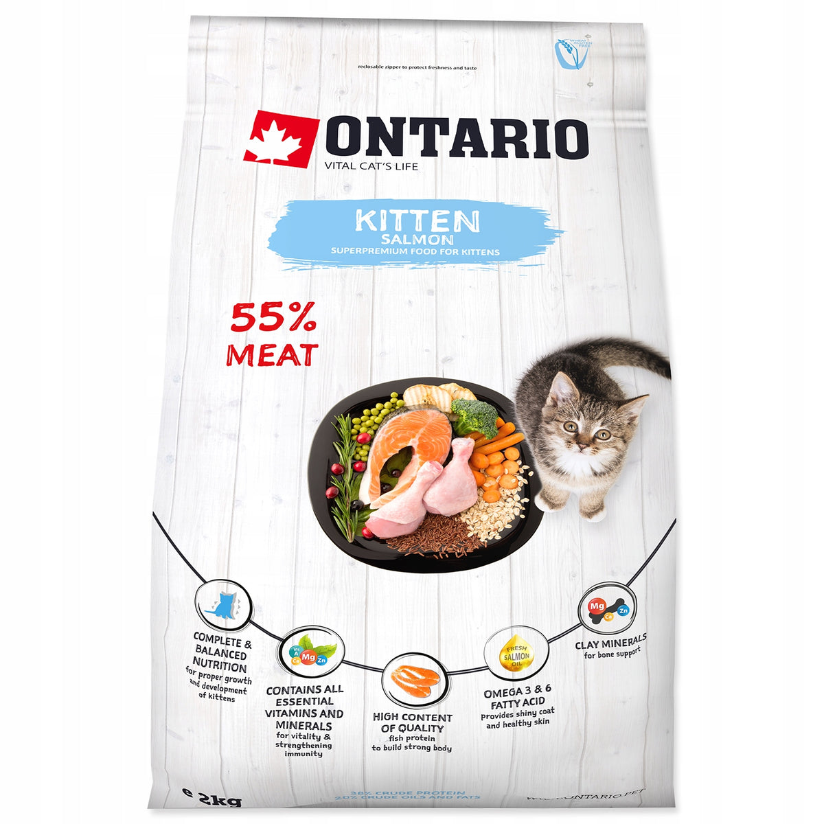 ONTARIO CAT KITTEN FOOD FOR KITTENS SALMON 2kg Manufacturer code 213