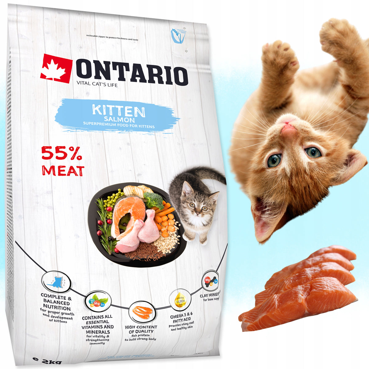 ONTARIO CAT KITTEN FOOD FOR KITTENS SALMON 2kg