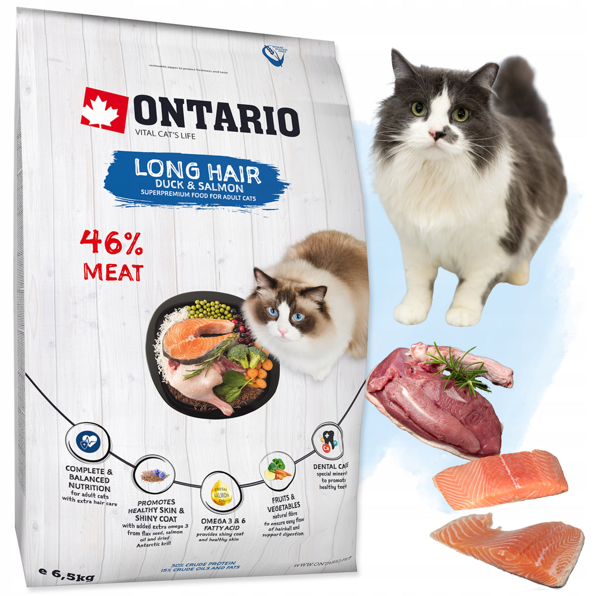 ONTARIO CAT LONG HAIR 6,5KG DRY CAT FOOD