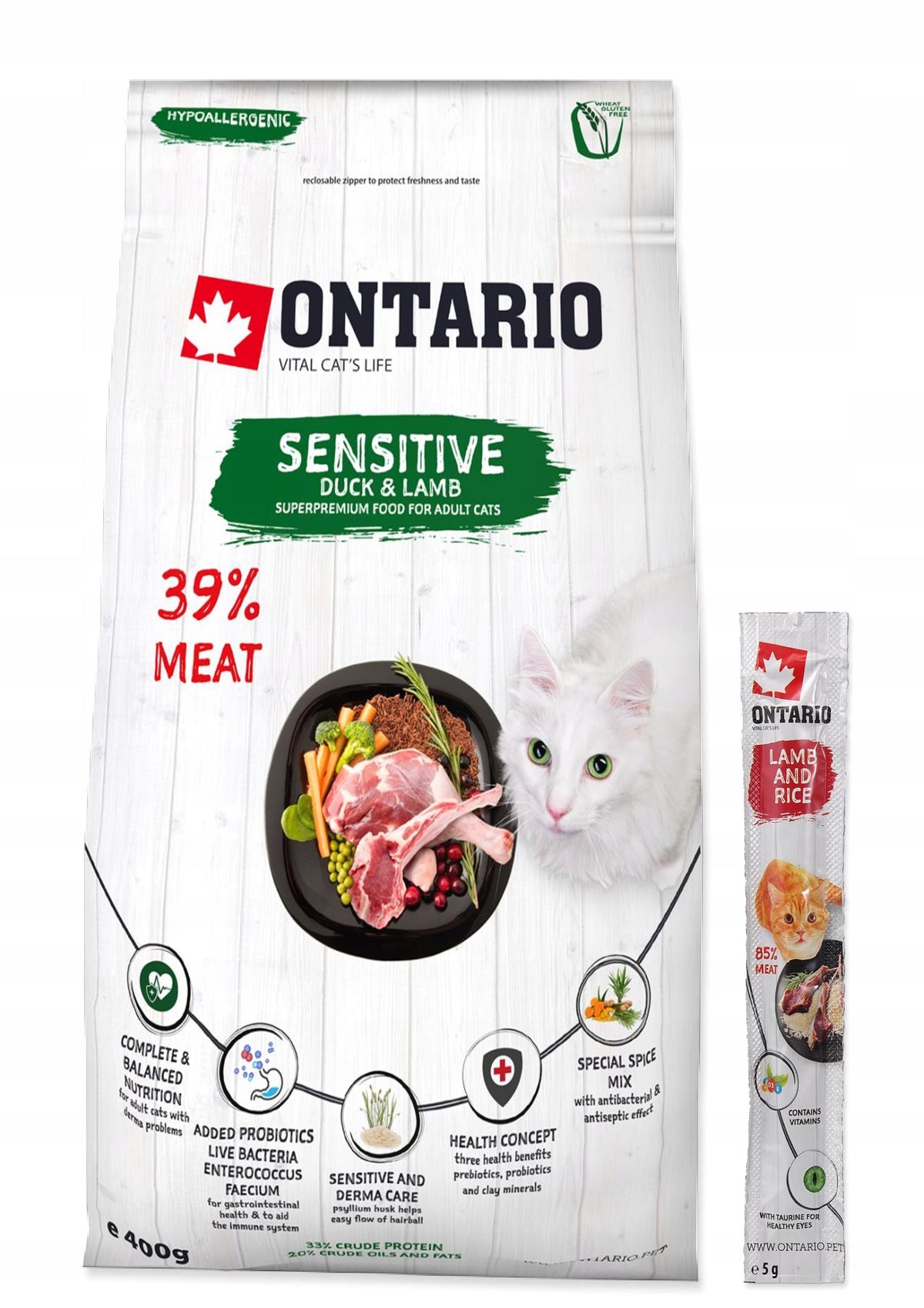 ONTARIO Cat Sensitive / Derma Varianta: 0,4 kg Brand Ontario