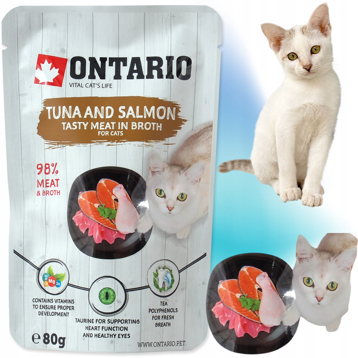 ONTARIO SACHET WITH TUNA AND SALMON IN BROTH 80g