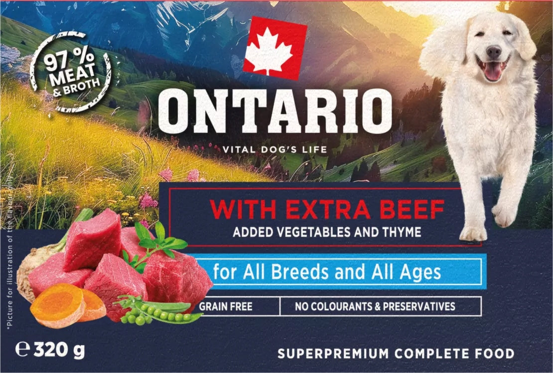 ONTARIO WET DOG FOOD BEEF WITH VEGETABLES GLUTEN FREE TRAY 320 g