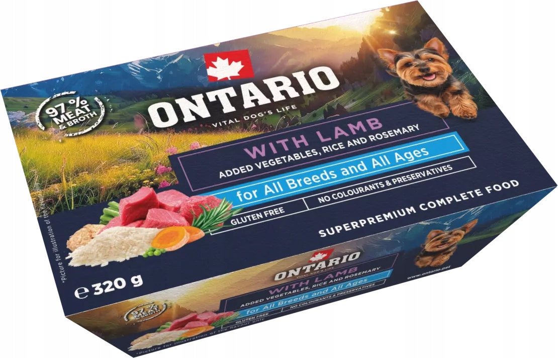 ONTARIO WET DOG FOOD LAMB WITH VEGETABLES GLUTEN FREE TRAY 320 g Packaging status original