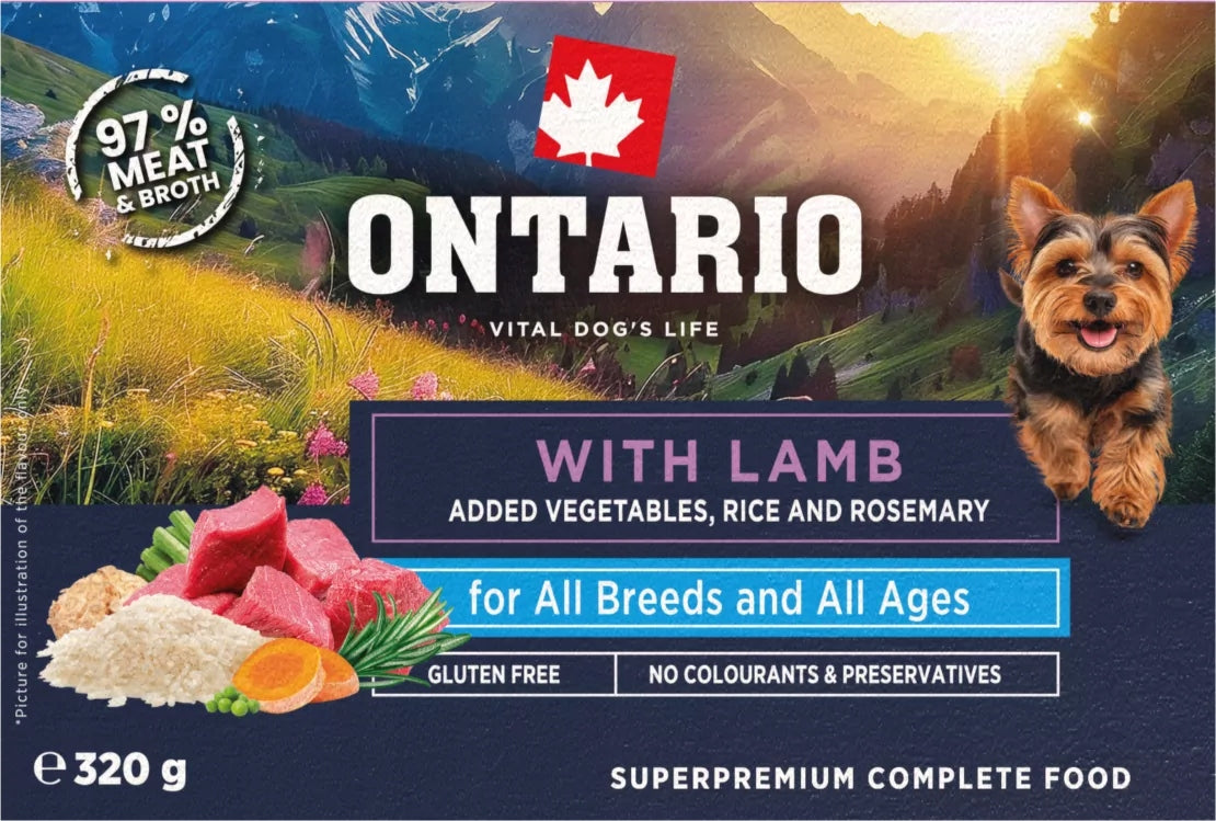 ONTARIO WET DOG FOOD LAMB WITH VEGETABLES GLUTEN FREE TRAY 320 g