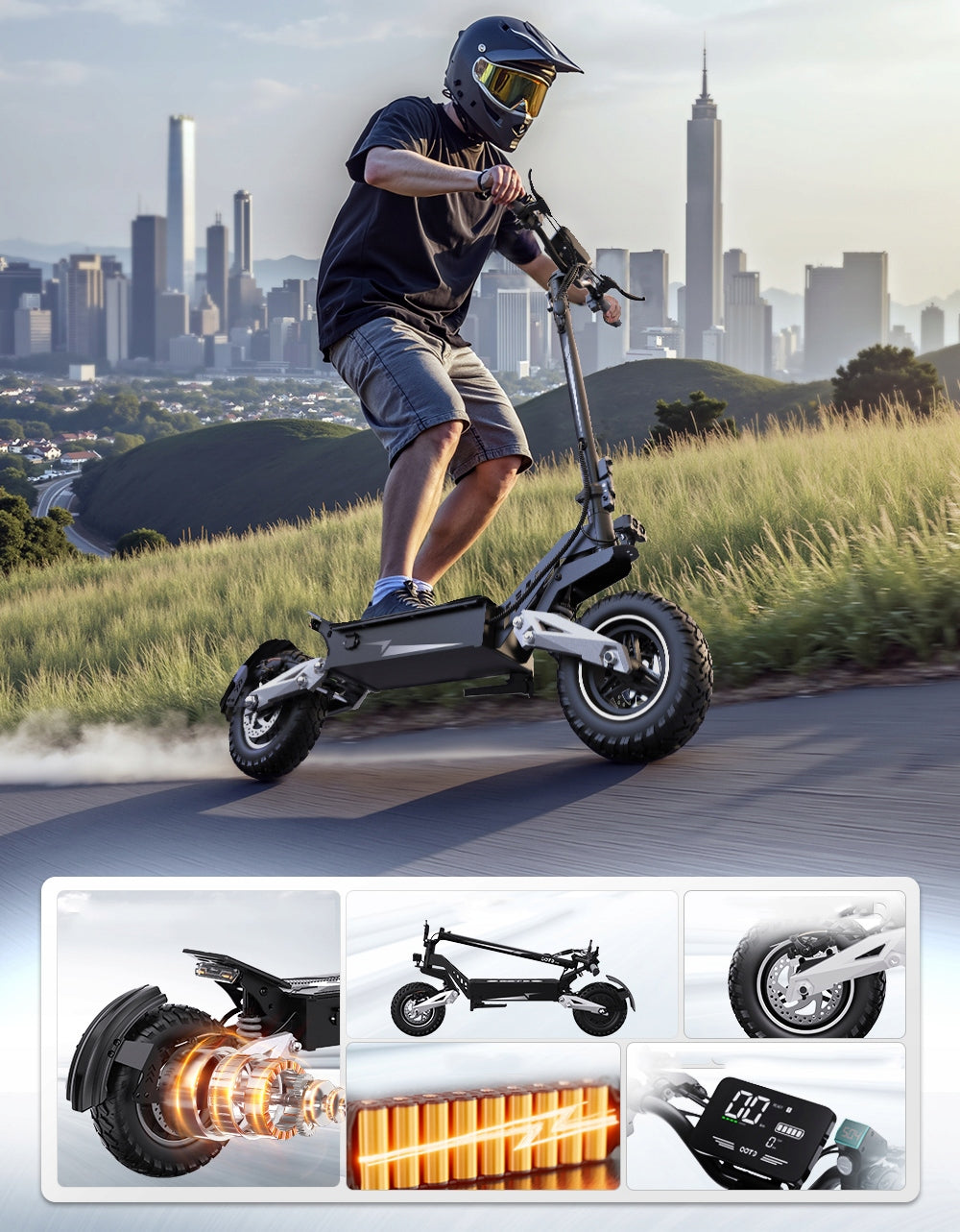 OOTD T10 Folding Electric Vehicle 900W 50KM/H 48V 13.5AH 45KM +5 Gift Manufacturer code 9324657344678 OOTD T10