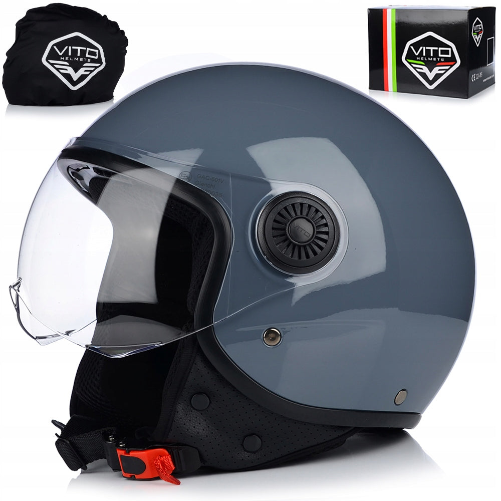 OPEN FACE MOTORCYCLE HELMET | VITO LORETO | NARDO GREY SCOOTER CHOPPER ECE 22.0