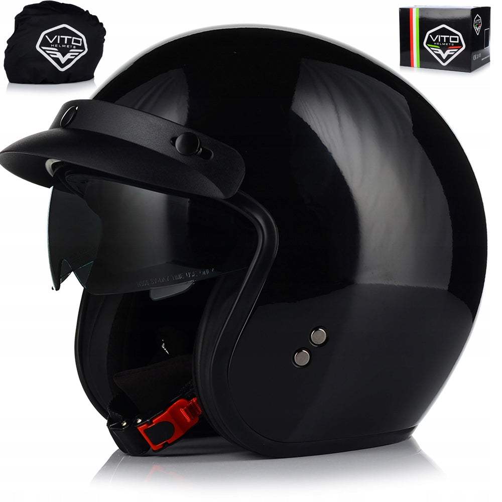 OPEN FACE MOTORCYCLE HELMET | VITO SPECJAL | CHOPPER CRUISER + VISOR + VISOR