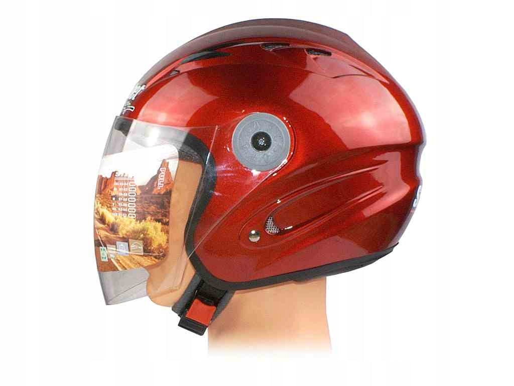 OPEN HELMET JET BURGUNDY SCOOTER CHOPPER CHERRY MOPED L 59-60cm