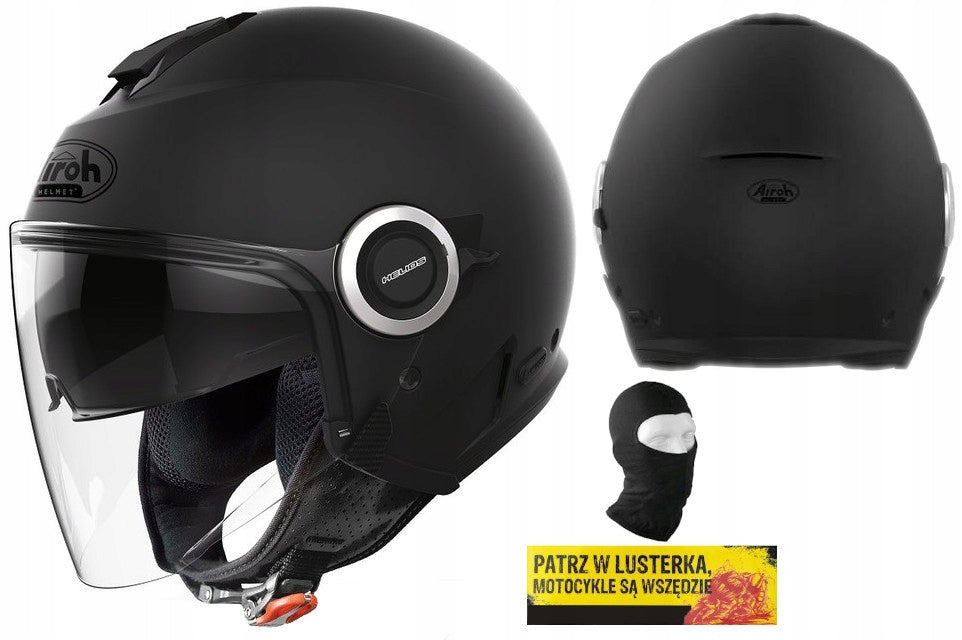 OPEN HELMET WITH BLEND AIROH HELIOS BLACK MATT r. M FREE PACK