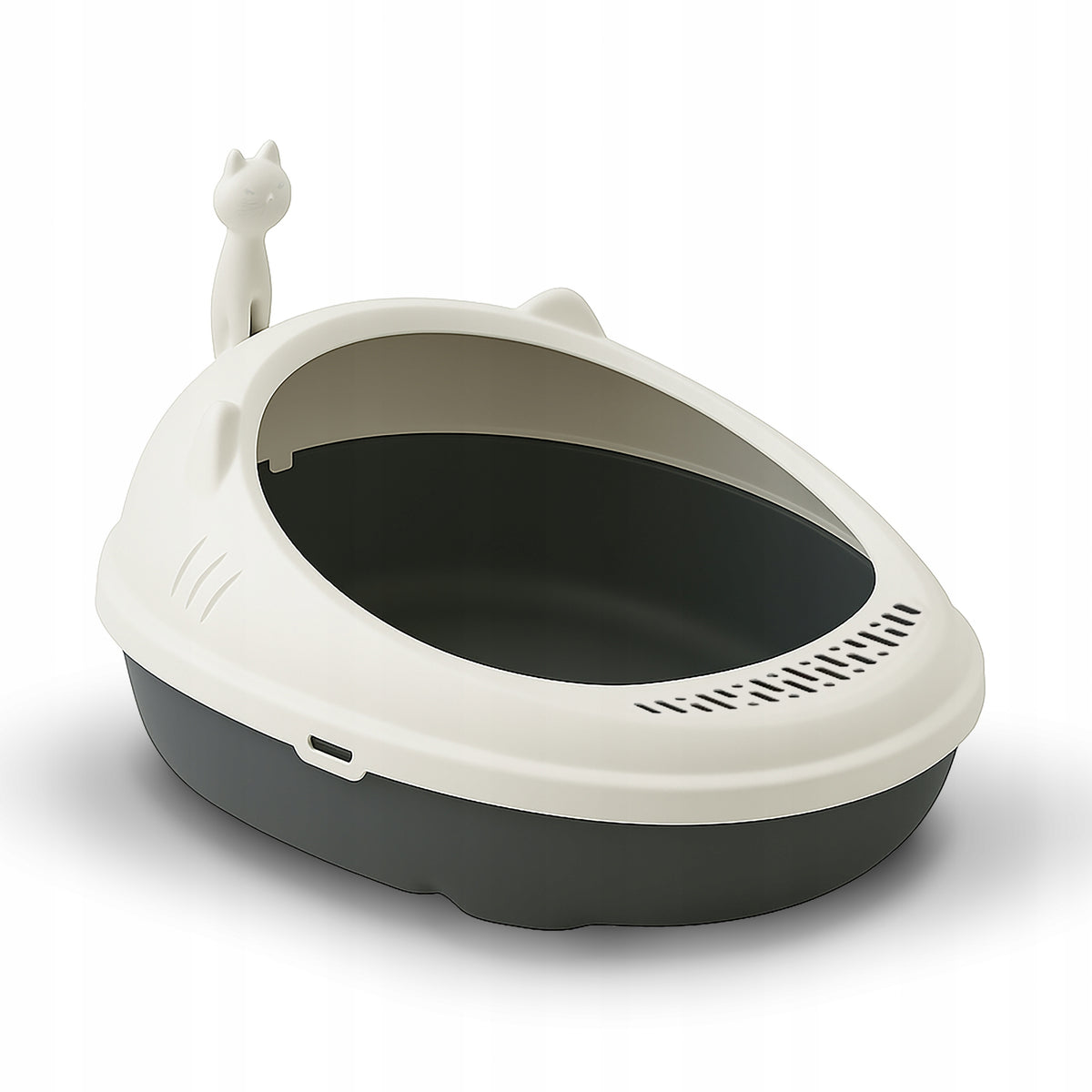 OPEN LITTER BOX FOR CAT LITTER GREY + SPATULA