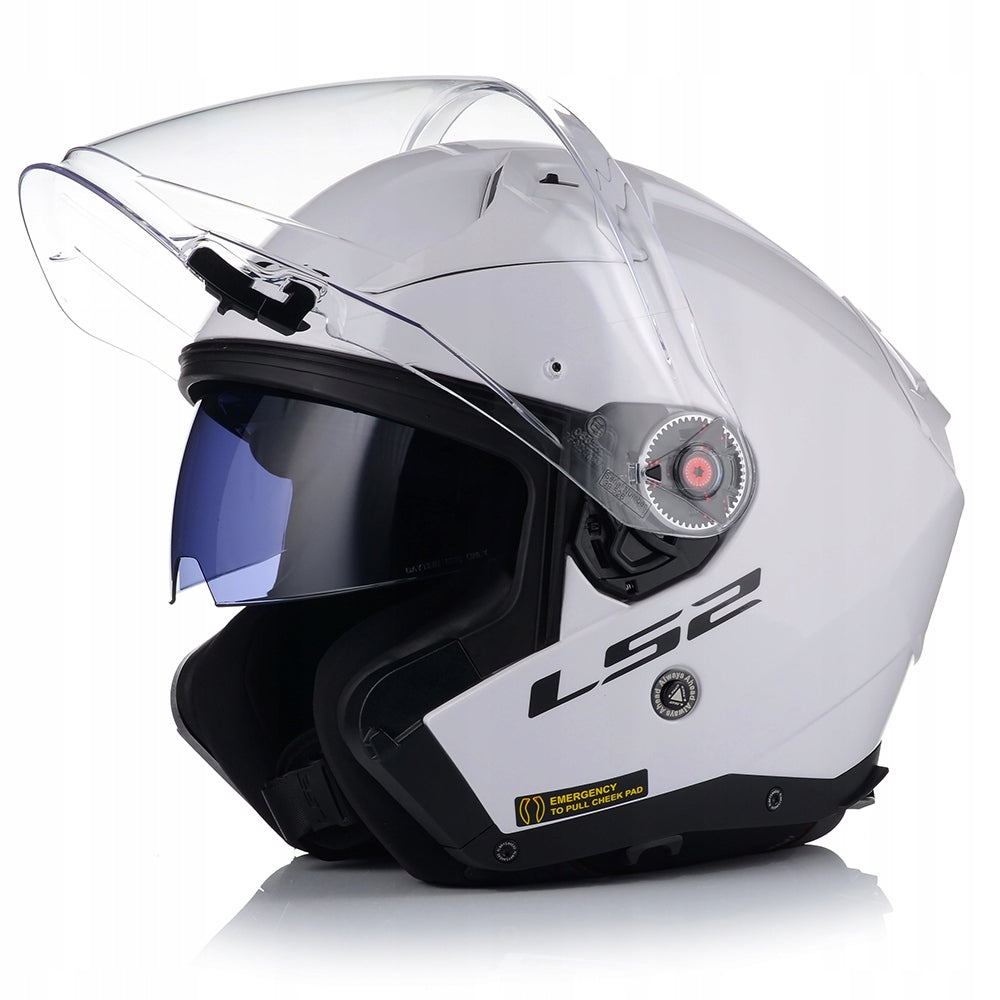 OPEN MOTORCYCLE HELMET LS2 OF603 WHITE GLOSS + PINLOCK ANTI-PAIR + BLEND Packaging status original