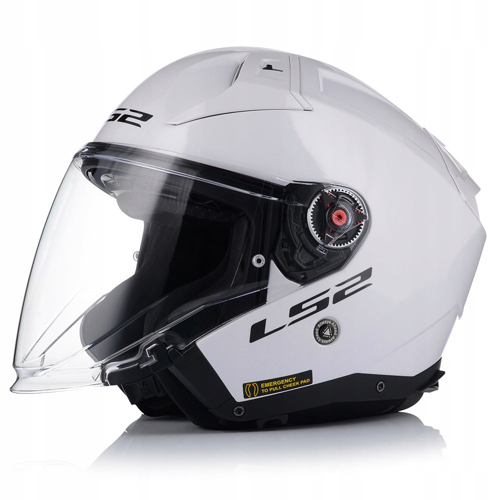 OPEN MOTORCYCLE HELMET LS2 OF603 WHITE GLOSS + PINLOCK ANTI-PAIR + BLEND Size XL