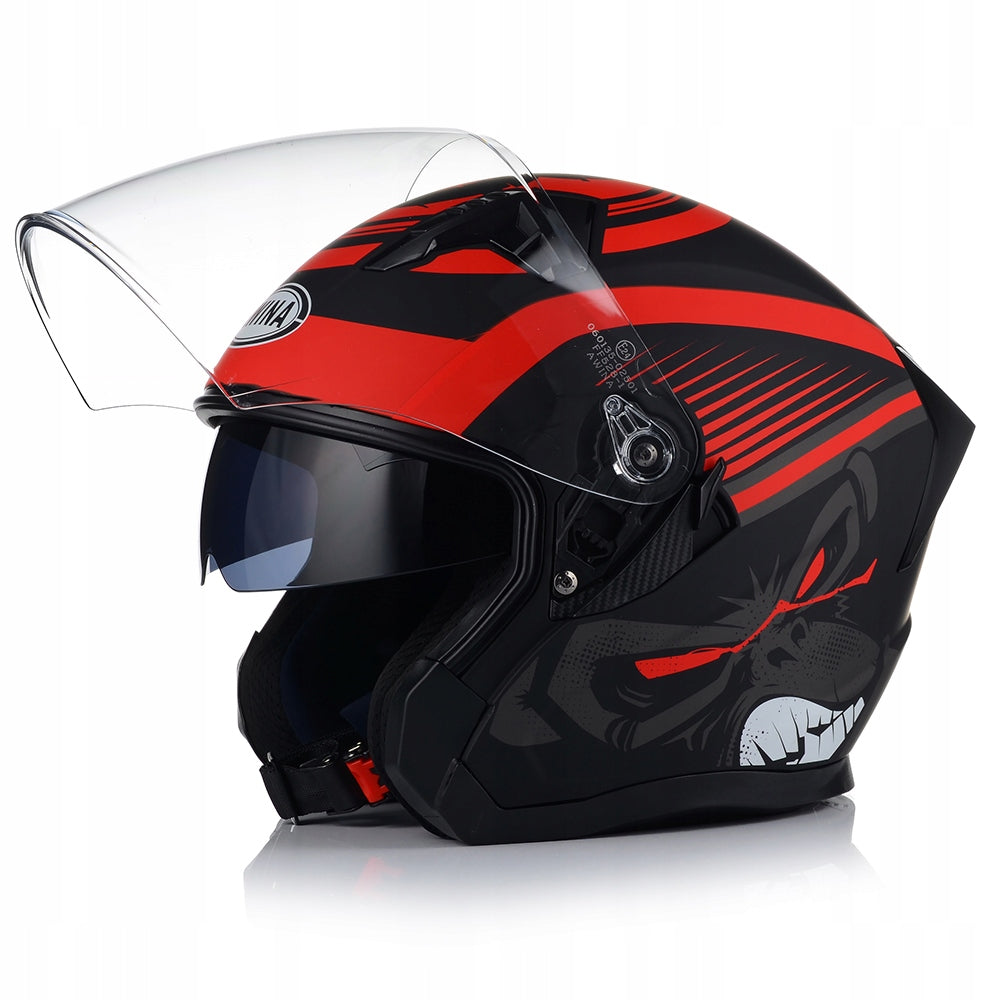 OPEN MOTORCYCLE HELMET RED MATT SCOOTER CHOPPER + BLEND + INTERCOM Manufacturer Awina
