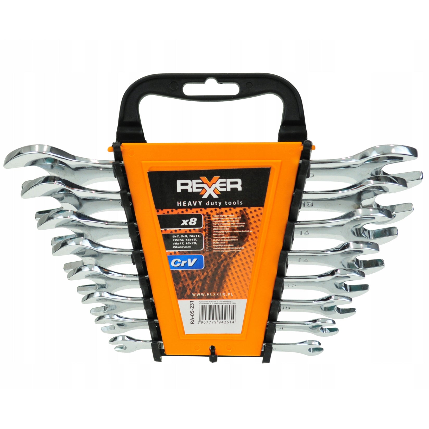 OPEN WRENCHES 6-22mm SET. 8 pieces of CrV Brand Rexxer
