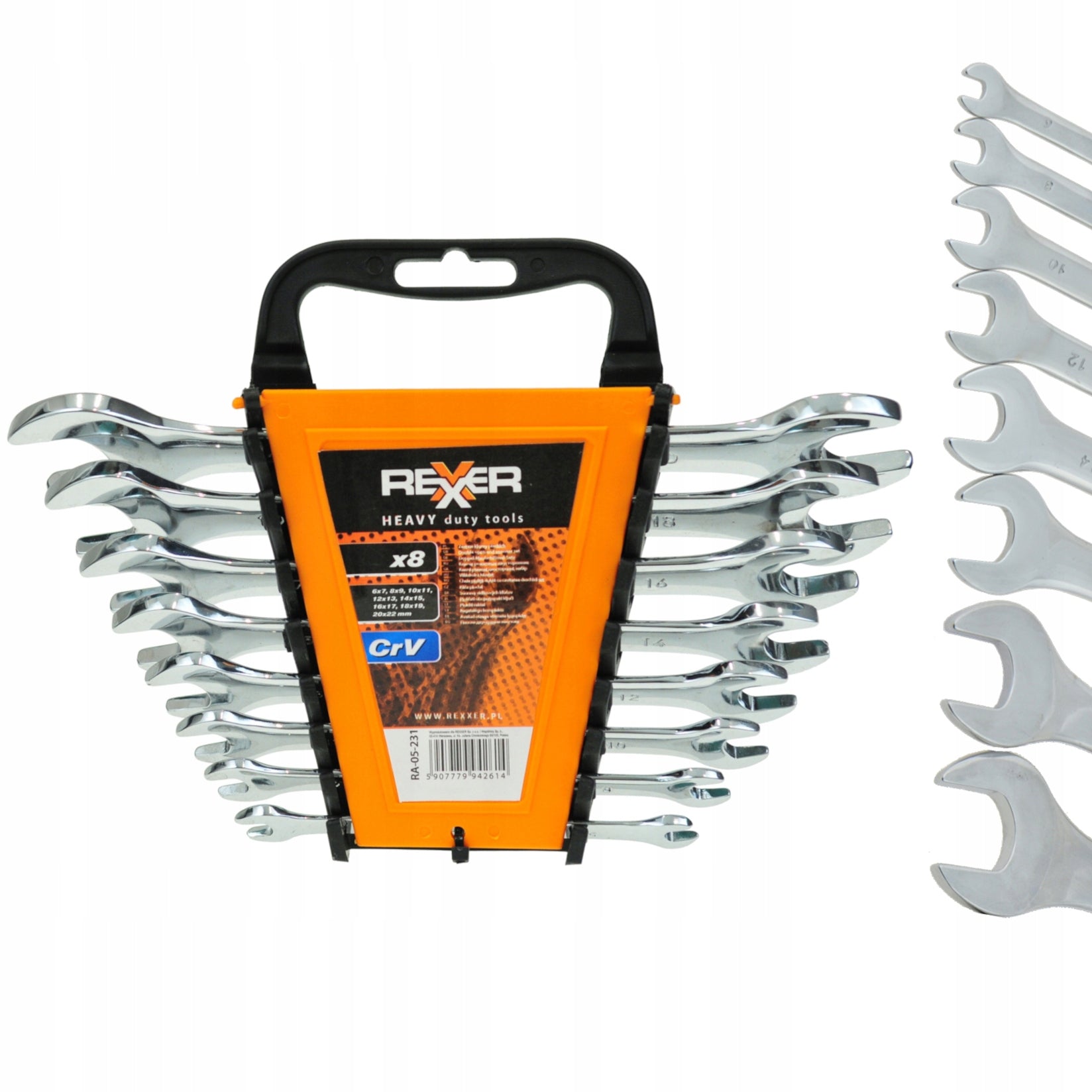 OPEN WRENCHES 6-22mm SET. 8 pieces of CrV