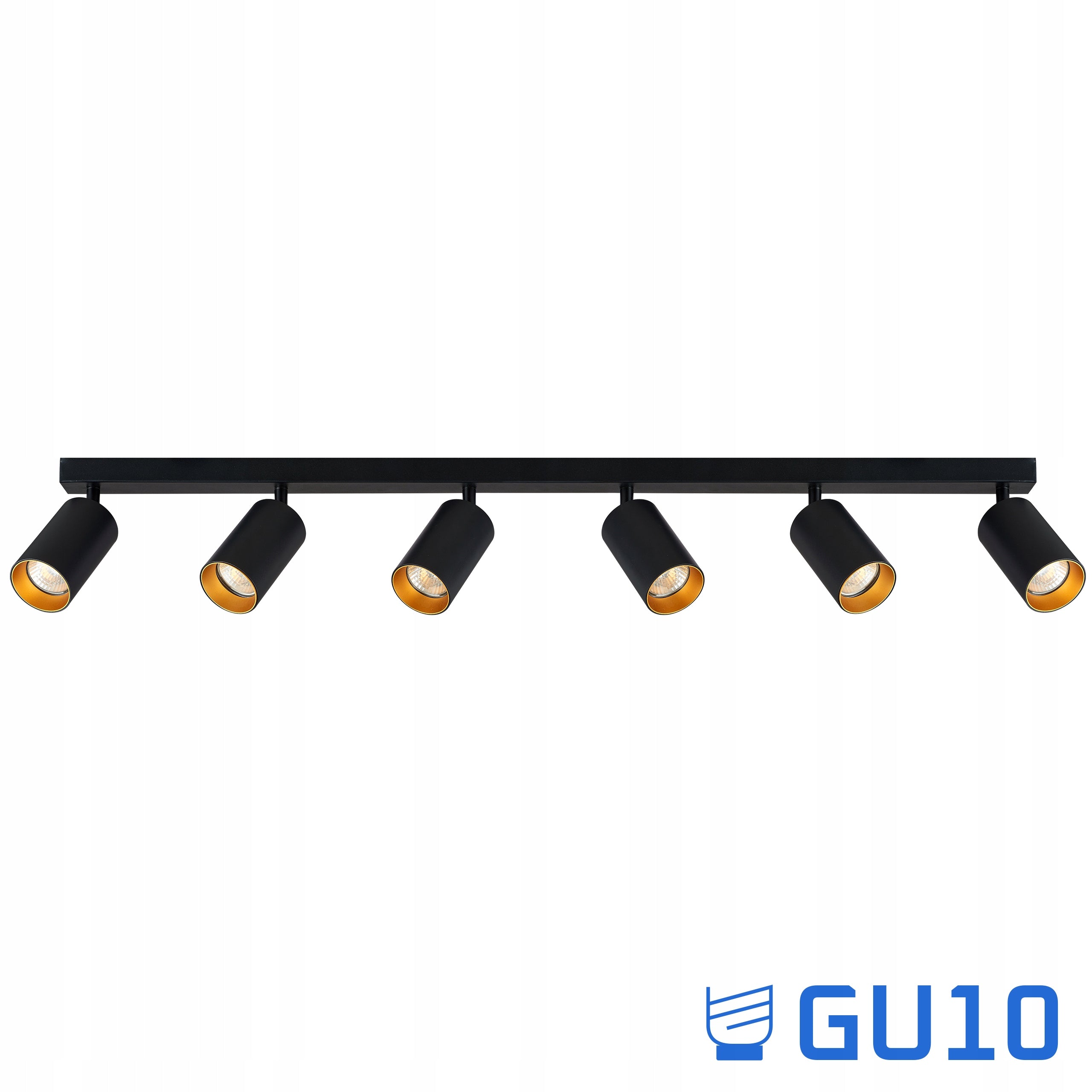 Gerichtete 6-teilige GU10-Lampe in schwarz-goldener Farbe 