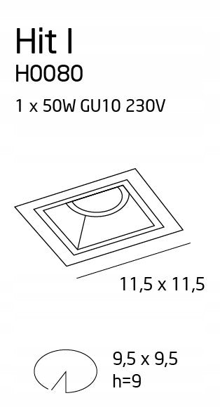 Šviestuvas Maxlight Hit kolekcija baltas 11,5x11,5cm 1xGU10 H0080