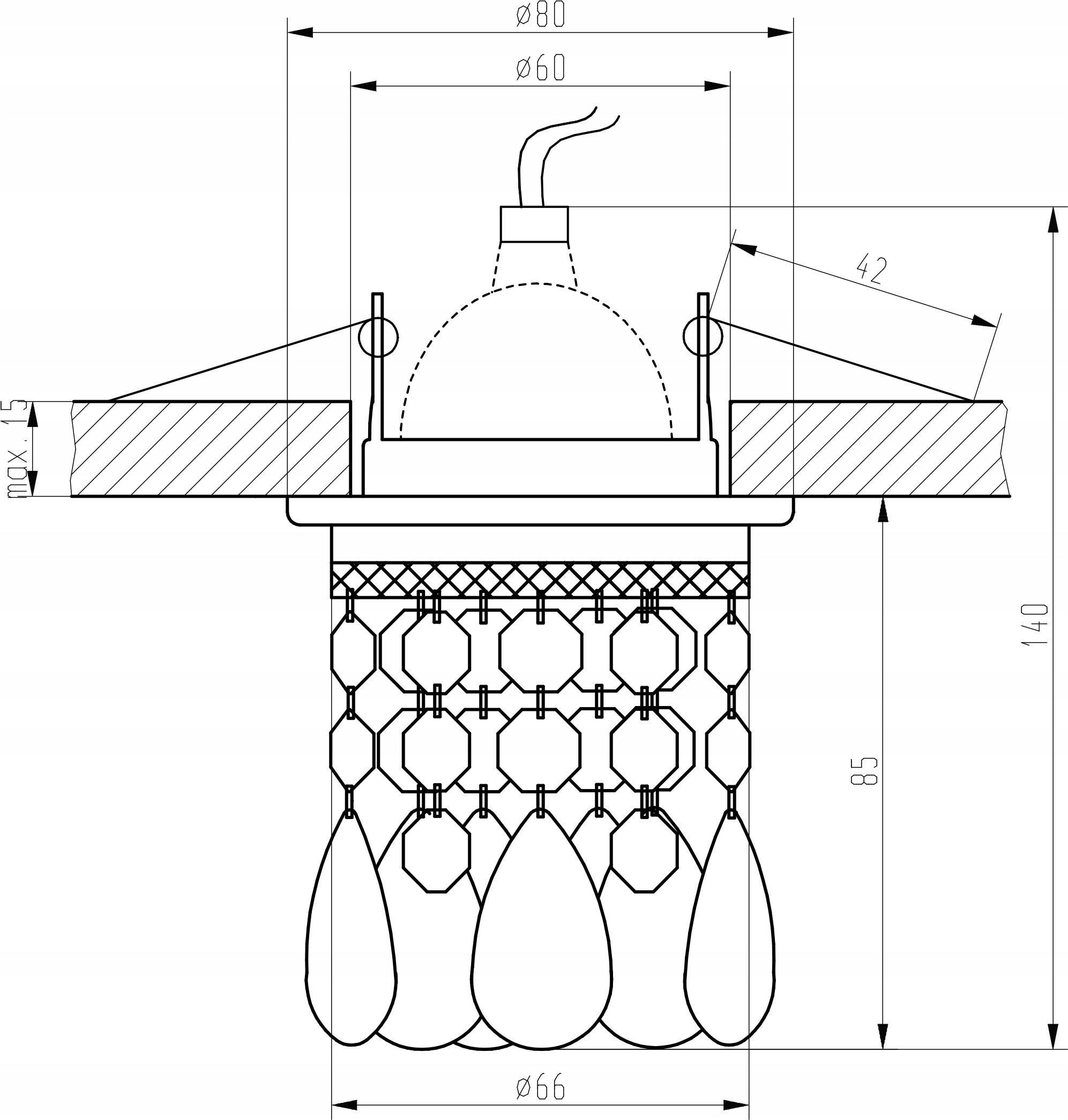 Candellux įmontuojamas šviestuvas SK-64