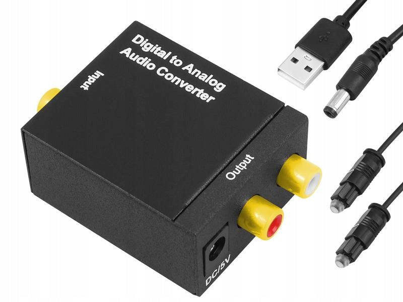 OPTICAL DAC CONVERTER ADAPTER COAXIAL TOSLINK TO 2x RCA CINCH Manufacturer code 91-201#